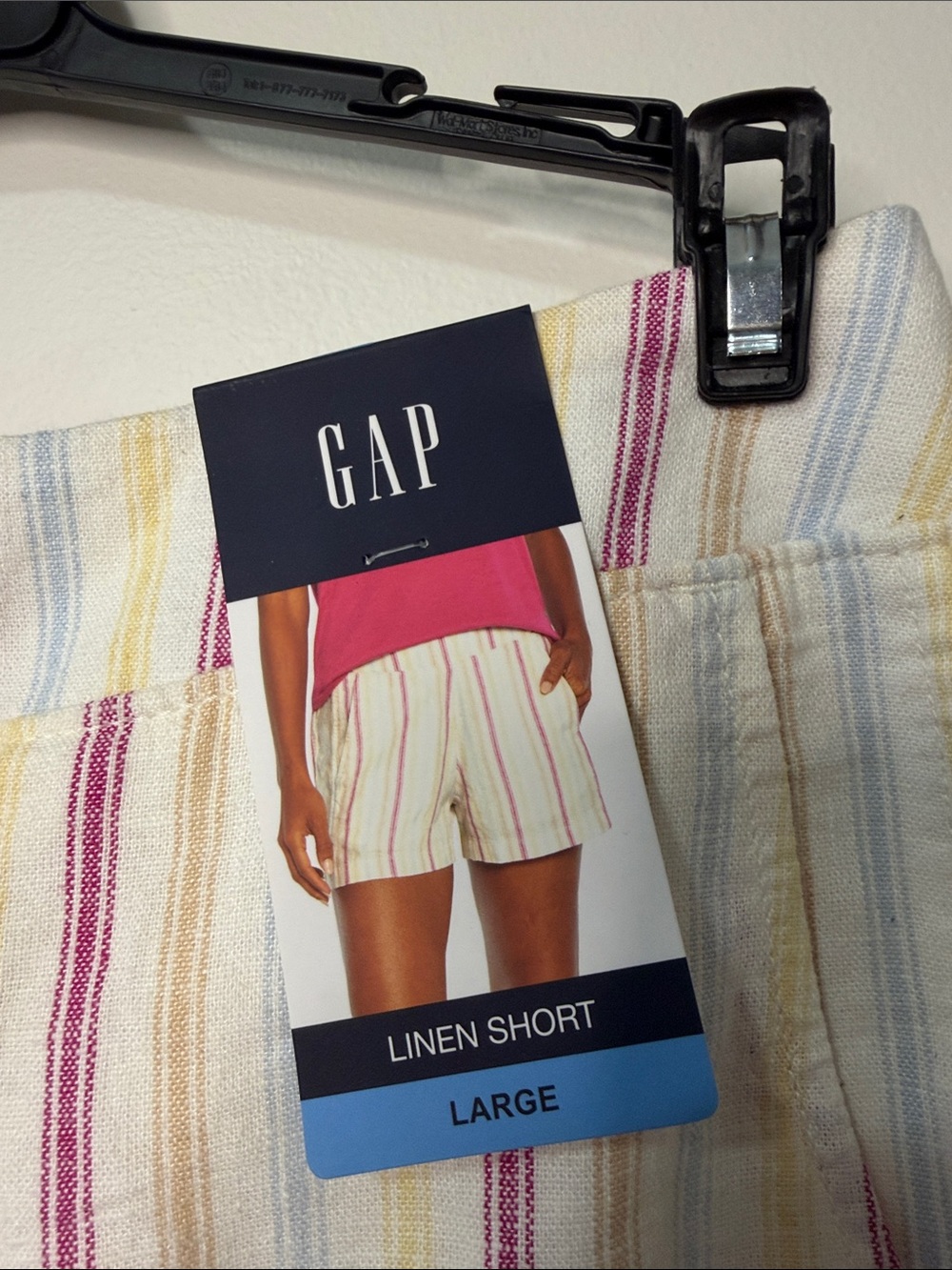 GAP High-Waist Striped Shorts in Cream with Pink & Yellow - Picture 2 of 5
